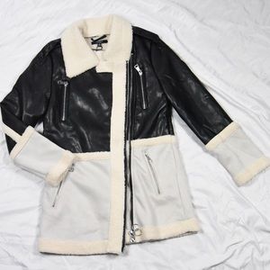 Color block aviator coat